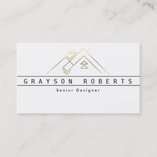 Geometric Mountain Logo  Gold  Custom Business Business Card