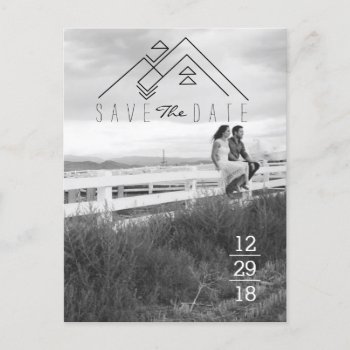 Geometric Mountain | Modern Save The Date Announcement Postcard by RedefinedDesigns at Zazzle