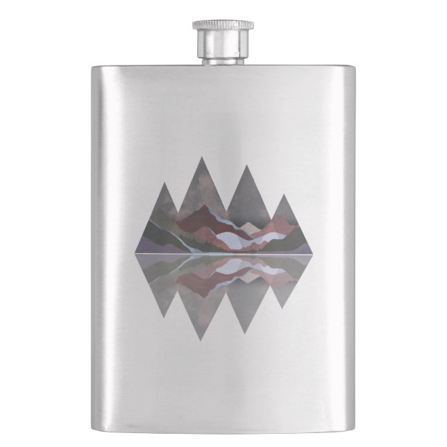 Geometric Mountain Scene Flask (Front)