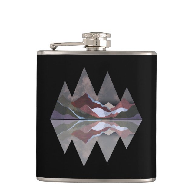 Geometric Mountain Scene Flask (Front)
