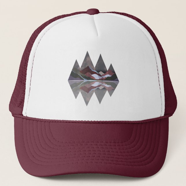 Geometric Mountain Scene Trucker Hat (Front)