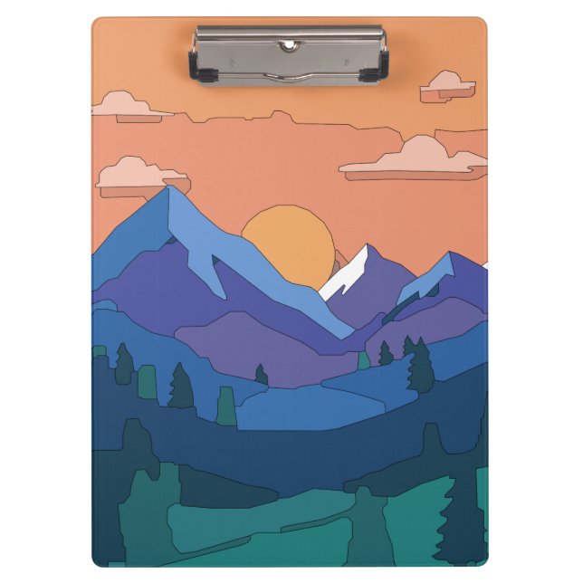 Geometric Mountain Sunset  Clipboard (Front)