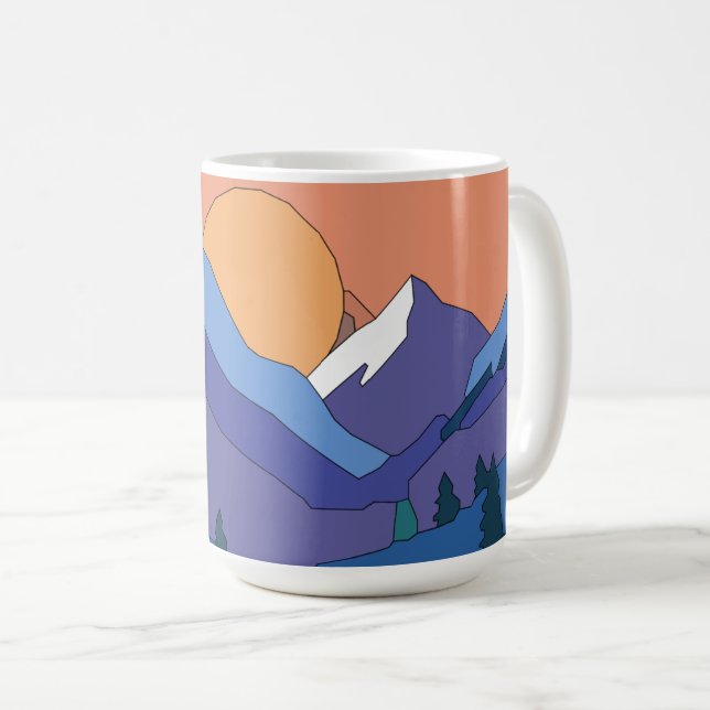 Geometric Mountain Sunset Coffee Mug (Front Right)