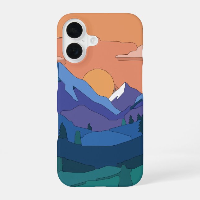Geometric Mountain Sunset  Iphone Case (Back)