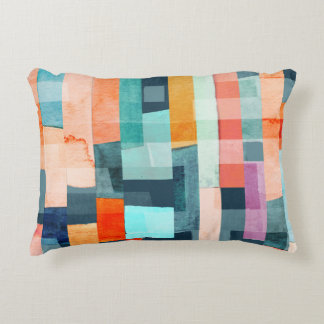 Geometric multicolor stripes, trendy pattern. accent pillow