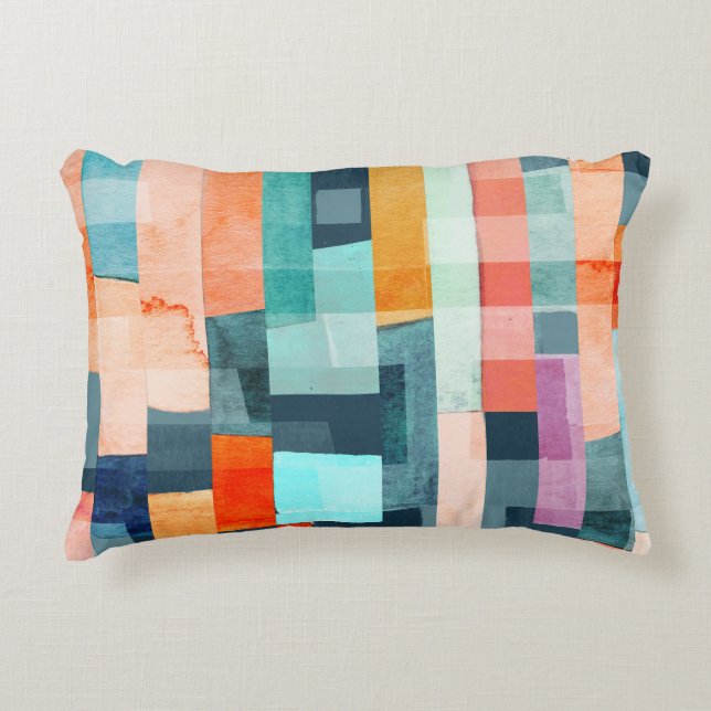 Geometric multicolor stripes, trendy pattern. accent pillow (Front)