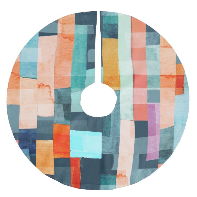 Geometric multicolor stripes, trendy pattern. brushed polyester tree skirt (Front)