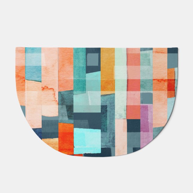 Geometric multicolor stripes, trendy pattern. doormat (Front)