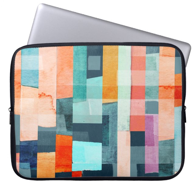 Geometric multicolor stripes, trendy pattern. laptop sleeve (Front)