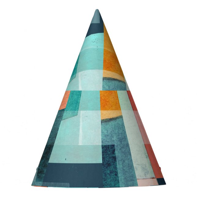 Geometric multicolor stripes, trendy pattern. party hat (Front)