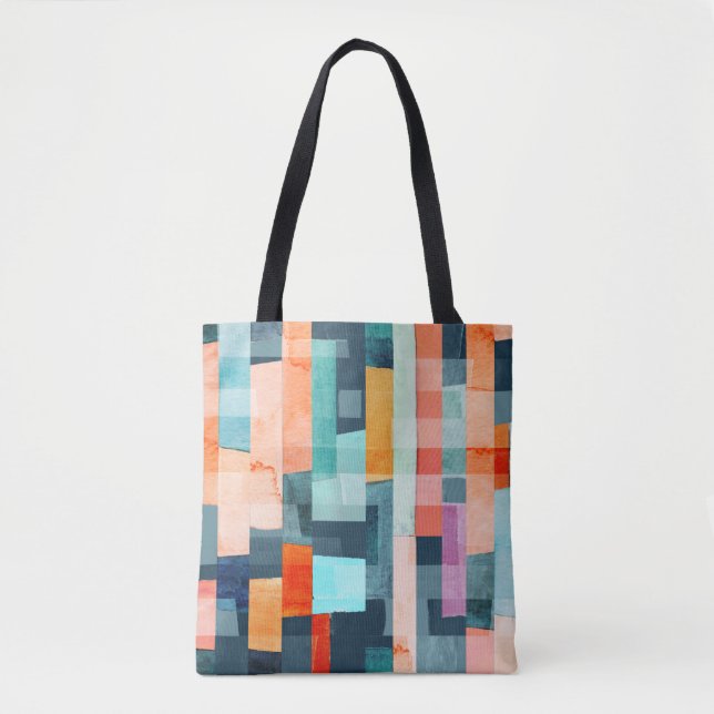 Geometric multicolor stripes, trendy pattern. tote bag (Front)
