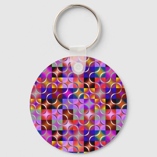 Geometric Multicolored Squares Keychain (Front)