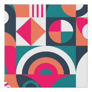 Geometric mural background. Modern style vintage i Faux Canvas Print