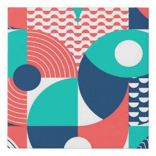 Geometric Mural Background Modern Vintage Faux Canvas Print