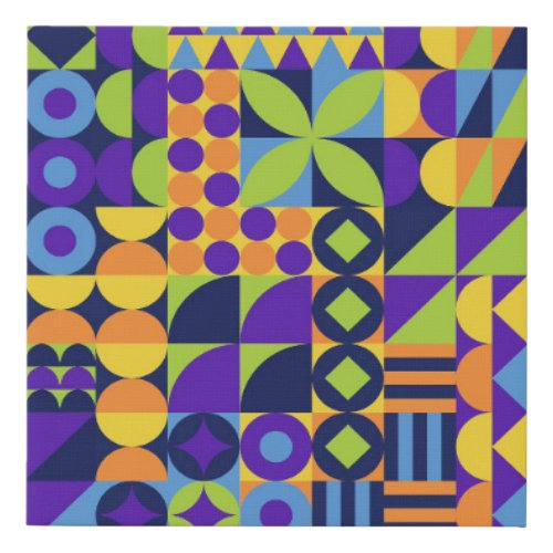 Geometric Mural Modern Vintage Art Faux Canvas Print