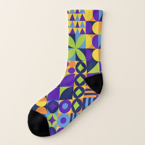 Geometric Mural Modern Vintage Art Socks