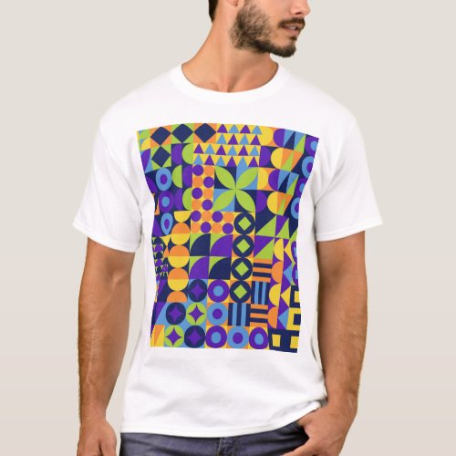 Geometric Mural Modern Vintage Art T_Shirt