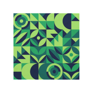 Geometric mural: modern vintage design. wood wall art
