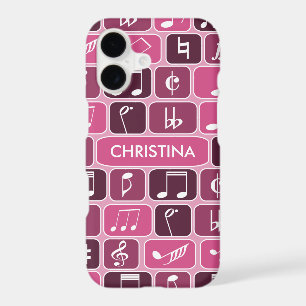 Geometric Music Notes Pink iPhone 17 Case
