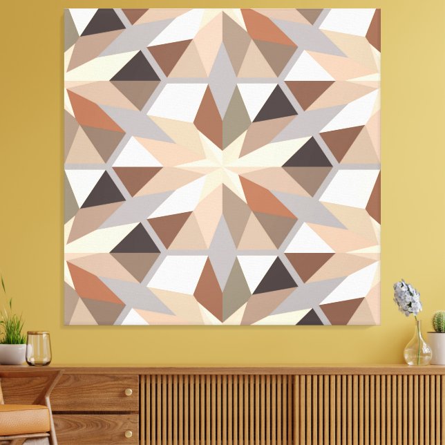 Geometric Natural Colors Pattern Canvas Print (Insitu(LivingRoom))