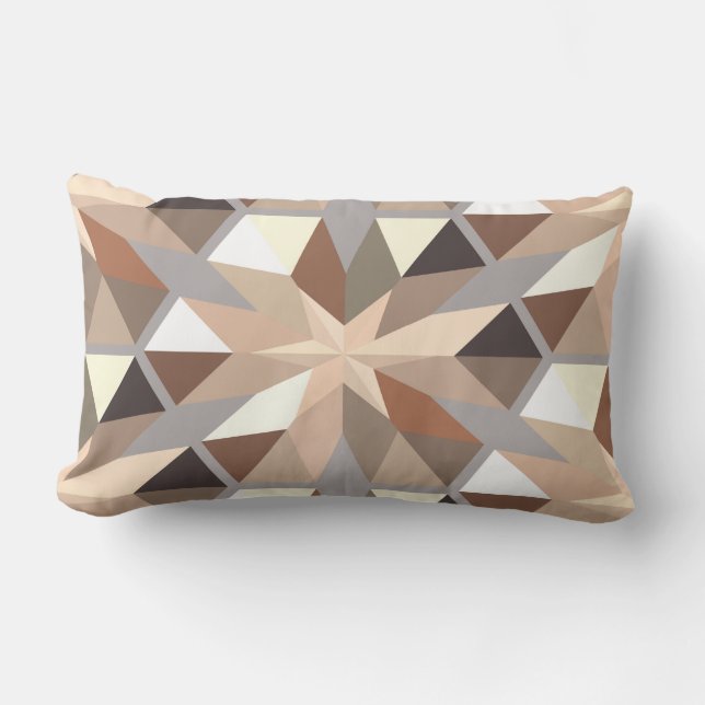 Geometric Natural Colors Pattern Lumbar Pillow (Front)