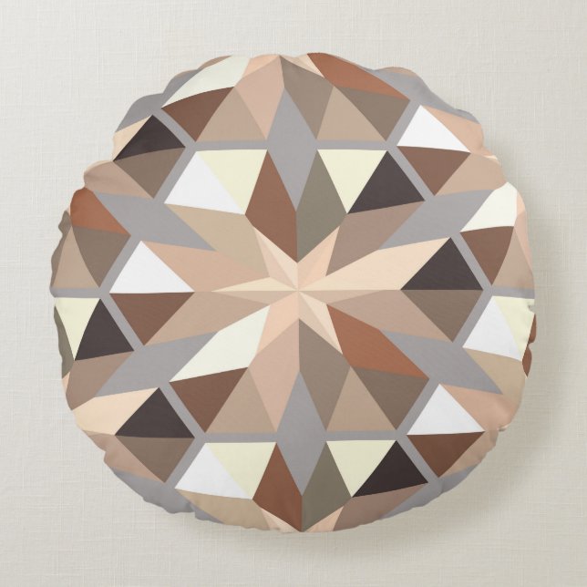 Geometric Natural Colors Pattern Round Pillow (Front)