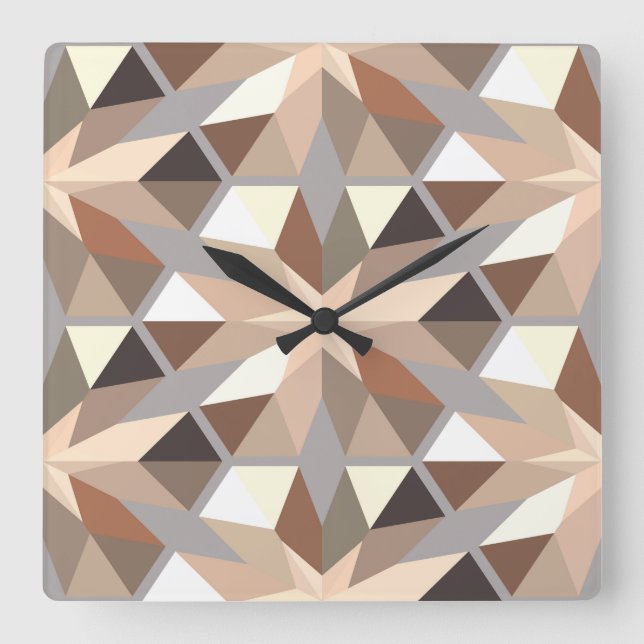 Geometric Natural Colors Pattern Square Wall Clock (Front)
