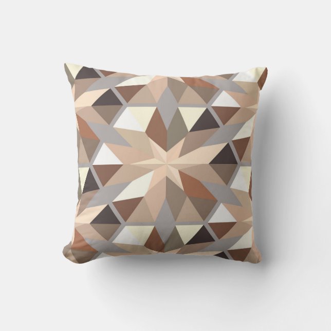 Geometric Natural Colors Pattern Throw Pillow (Front)