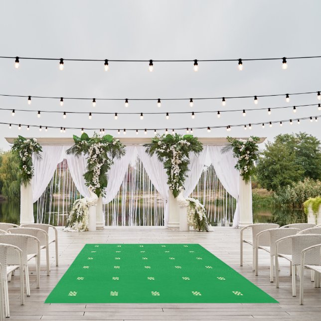 Geometric Natural Greenery Checkered Green & Cream Outdoor Rug (Insitu (Wedding 1))