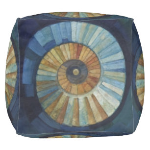 Geometric Nautilus Design Pouf