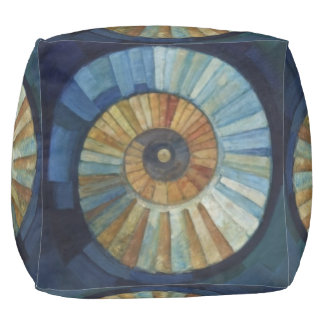 Geometric Nautilus Design Pouf