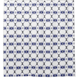 Geometric Navy Black and White Shower Curtain
