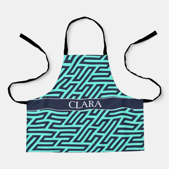 Geometric Navy Black Minimal Pattern Apron (Front)