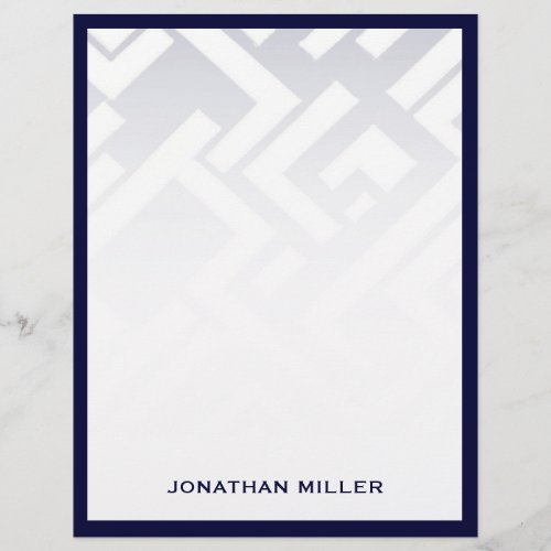 Geometric Navy Blue and Gray Letterhead with Name