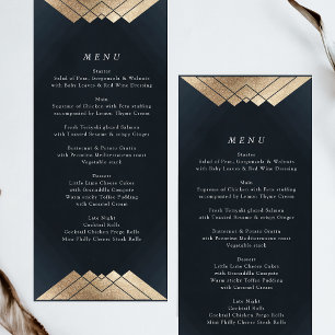 Geometric Navy Blue Gold Gatsby Wedding Menu