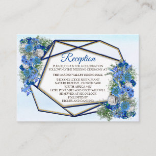 Geometric - Navy-Gold Flower Bouquet Theme Enclosure Card