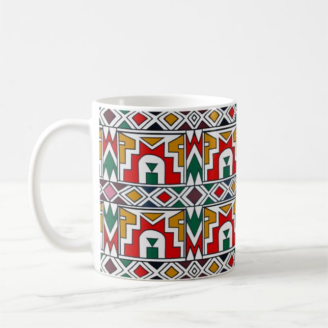 Geometric Ndebele Traditional Culture Africa Tribe Coffee Mug (Left)