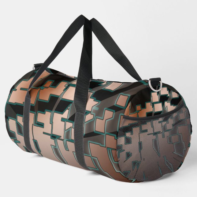 Geometric Neon Futuristic Extrusion Pattern Duffle Bag (Right Corner)