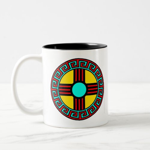 Geometric New Mexico Sun Symbol Two_Tone Coffee Mug