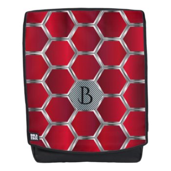 Geometric Octagons Pattern In Red And Silver Backpack by artOnWear at Zazzle