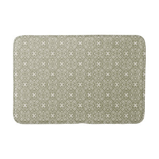 Geometric Olive Floral Lattice  Bath Mat