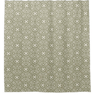 Geometric Olive Floral Lattice  Shower Curtain