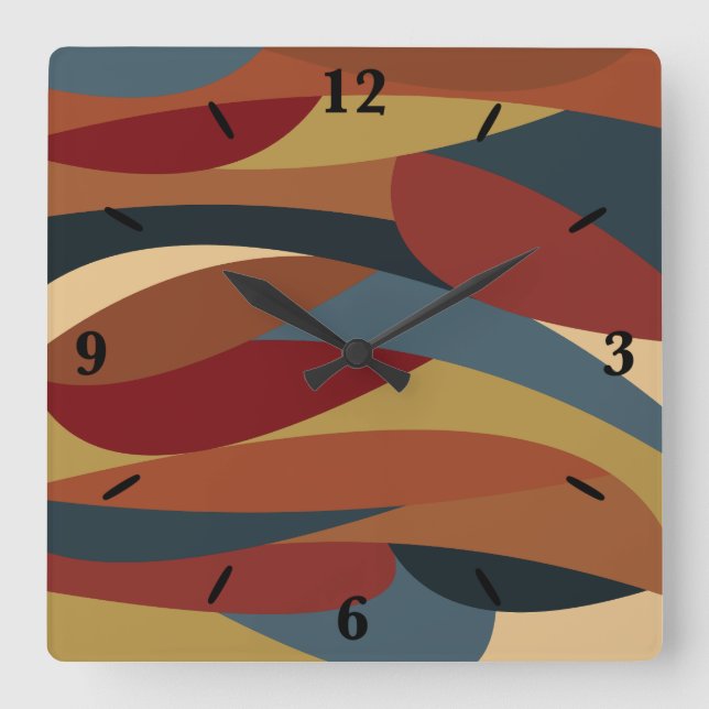 Geometric Opaque Stained Glass Style Abstract  Square Wall Clock (Front)