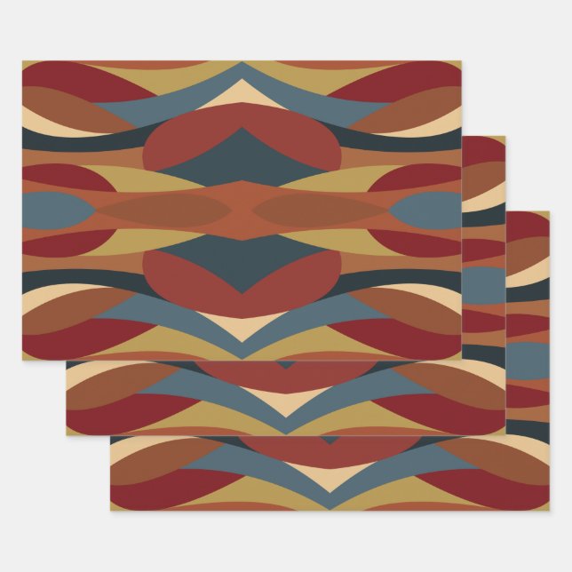 Geometric Opaque Stained Glass Style Abstract  Wrapping Paper Sheets (Set)