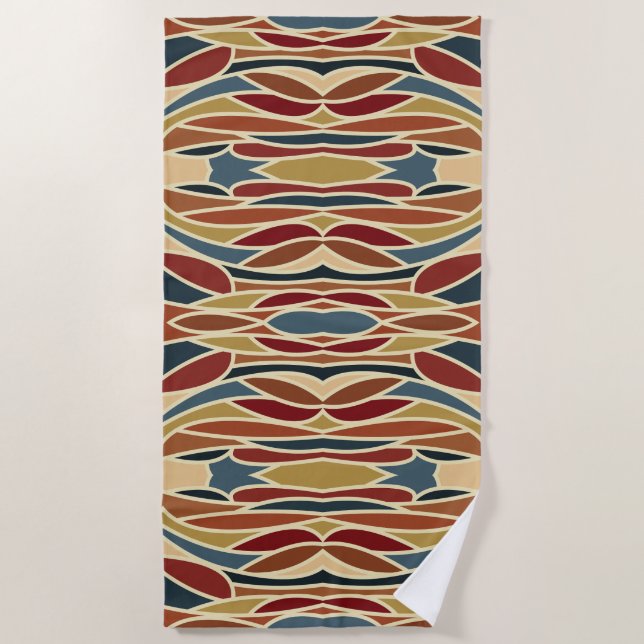 Geometric Opaque Stained Glass Style Design  Beach Towel (Front)