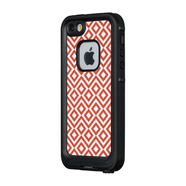 Geometric Orange and White Meander LifeProof iPhone Case (Back/Left)