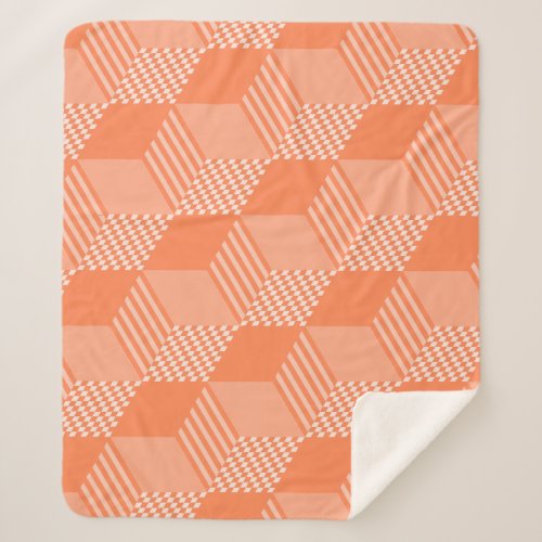 Geometric Orange Diamond Stripe Checker Pattern Sherpa Blanket