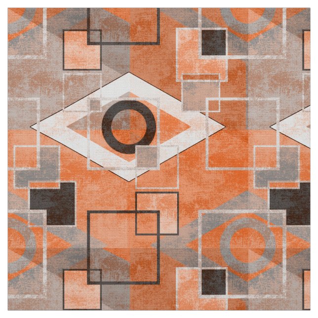 Geometric orange gray grunge stylish abstract fabric (Swatch)