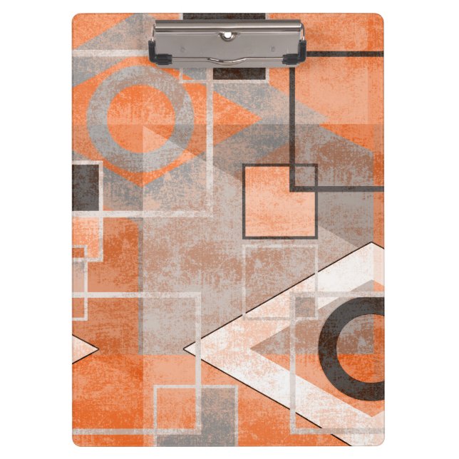 Geometric orange gray grunge stylish clipboard (Front)