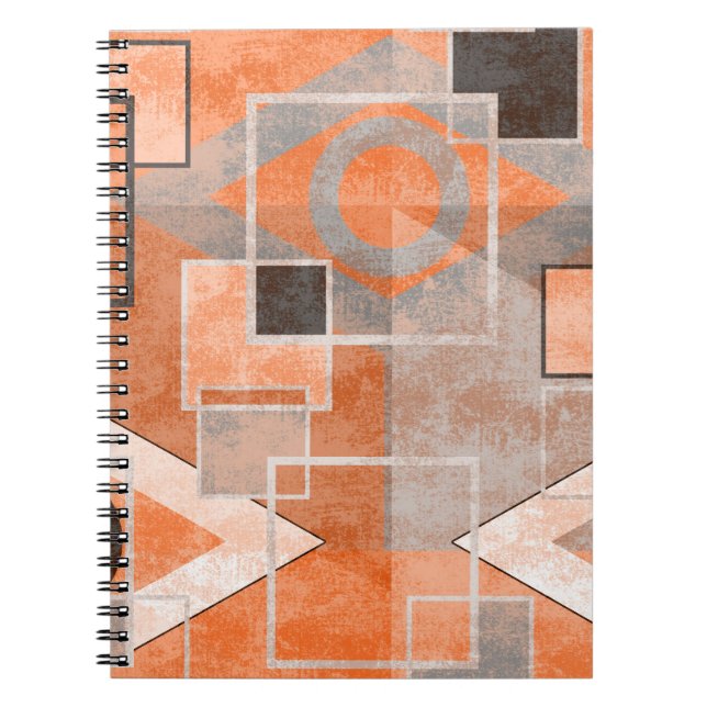 Geometric orange gray grunge stylish notebook (Front)